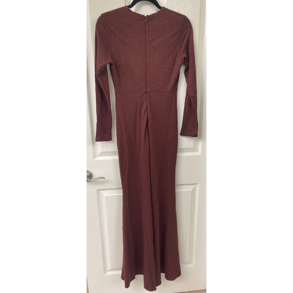 Lanston XS Maxi NWT front slit long sleeve $178 retail V-neck dark wine burgundy - Picture 3 of 6